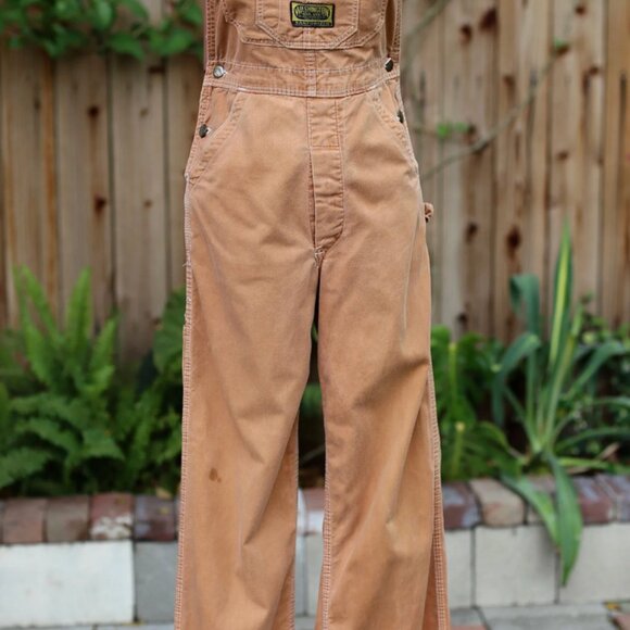 Vintage DEE CEE Bib Overalls / Terra Cotta/ Worn Faded, Up to Size 27W - Picture 7 of 8